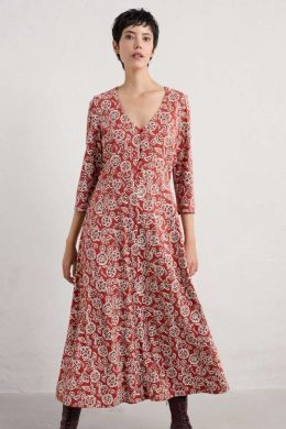 Seasalt Cornwall Ava Dress Floral Pattern Umber - La Vie en Rose Damesmode