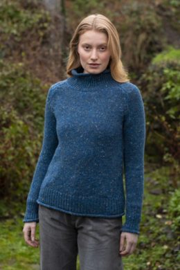 Fisherman out of Ireland Merino Wool Knitted Ladies Sweater Blue Mist - La Vie en Rose Damesmode