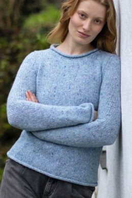 Fisherman out of Ireland Merino Wool Knitted Ladies Sweater Blue Mist SG433V- La Vie en Rose Damesmode