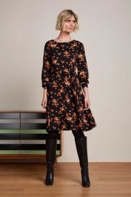 King Louie Betty Bellsleeve Dress Rivera Black- La Vie en Rose Damesmode