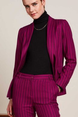 King Louie Brooke Blazer Metro Stripe Wild Fuchsia - La Vie en Rose Damesmode