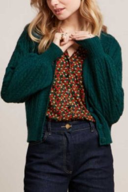 King Louie Cardi V Farfalle Pine Green - La Vie en Rose Damesmode