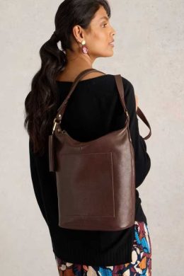 White Stuff Fern Leather Crossbody Dark Brown - La Vie en Rose Damesmode (1)