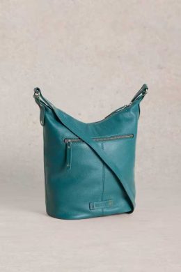 White Stuff Fern Leather Crossbody Mid Teal - La Vie en Rose Damesmode