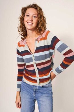 White Stuff Lulu Stripe Cardigan Pink Multi - La Vie en Rose Damesmode