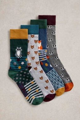 White Stuff Woodland Animals Socks 4 pack - La Vie en Rose Damesmode