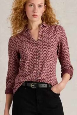 White Stuff Annie Jersey Shirt Claret Multi - La Vie en Rose Damesmode