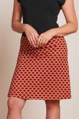 King Louie Border Skirt Touche True Red - La Vie en Rose Damesmode