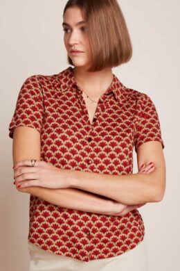 King Louie Maisie Blouse Touche True Red - La Vie en Rose Damesmode (1)