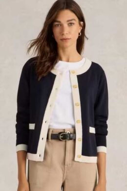 White Stuff Charlotte Cardi Navy Multi- La Vie en Rose Damesmode