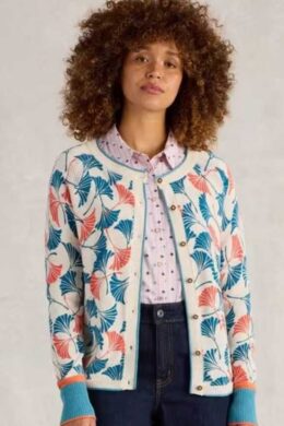 White Stuff Lulu Printed Cardi Natural Print - La Vie en Rose Damesmode