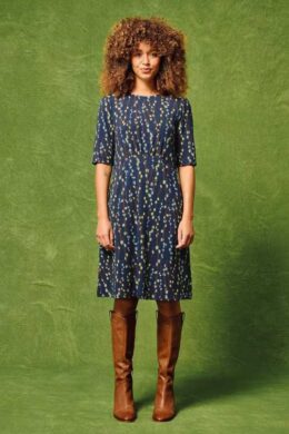 White Stuff Olivia Jersey Dress Navy Print - La Vie en Rose Damesmode (1)