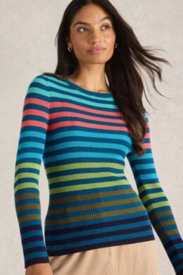 White Stuff Rib Stripe Jumper Blue Multi - La Vie en Rose Damesmode